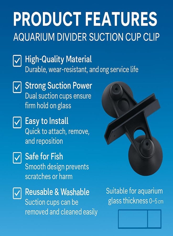 VAYINATO® Black 4-Pcs Aquarium Divider Suction Cup Clips - Fish Tank Isolation & Breeding Partition Holder, Durable Plastic Glass Clip with Strong Suction - Image 4